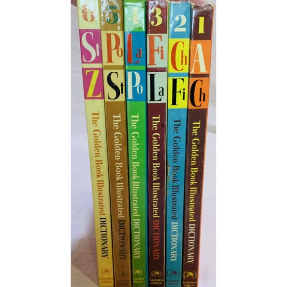 Golden Book Illustrated Dictionary Complete Set 1961 Vol 1-6 Hardcover Vintage - Picture 8 of 12